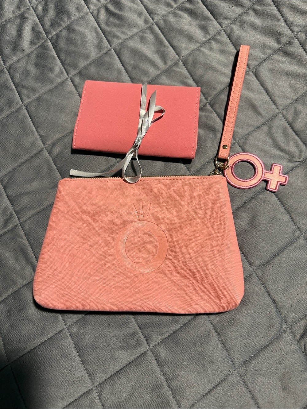 Pandora Peachy Pink Wristlet Pouch with Charm and Jewelry Holder